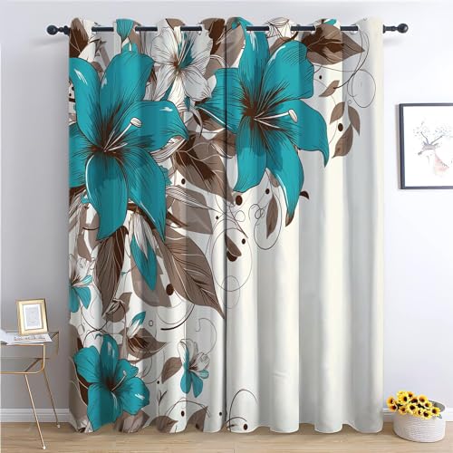 CozyRest Kinder Vorhänge Blaue Blumen Ösen Gardinen mit Blickdichte Thermo Vorhang Kälteschutz Blackout Curtain Kinderzimmer Schlafzimmer Ösenvorhang H 215 x B 110 cm CozyRest Kinder Vorhänge Blaue Blumen Ösen Gardinen mit Blickdichte Thermo Vorhang Kälteschutz Blackout Curtain Kinderzimmer Schlafzimmer Ösenvorhang H 215 x B 110 cm von CozyRest