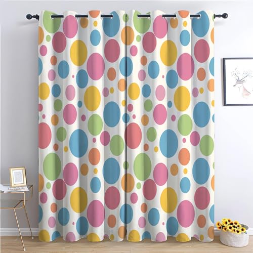 CozyRest Kinder Vorhänge Polka Dot Ösen Gardinen mit Blickdichte Thermo Vorhang Kälteschutz Blackout Curtain Kinderzimmer Schlafzimmer Ösenvorhang Bunte Punkte H 214 x B 91.5 cm CozyRest Kinder Vorhänge Polka Dot Ösen Gardinen mit Blickdichte Thermo Vorhang Kälteschutz Blackout Curtain Kinderzimmer Schlafzimmer Ösenvorhang Bunte Punkte H 214 x B 91.5 cm von CozyRest