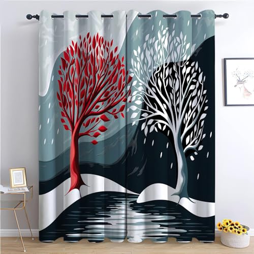 CozyRest Kinder Vorhänge Zwei Bäume, Flusslandschaft Ösen Gardinen mit Blickdichte Thermo Vorhang Kälteschutz Blackout Curtain Kinderzimmer Schlafzimmer Ösenvorhang H 230 x B 117 cm CozyRest Kinder Vorhänge Zwei Bäume, Flusslandschaft Ösen Gardinen mit Blickdichte Thermo Vorhang Kälteschutz Blackout Curtain Kinderzimmer Schlafzimmer Ösenvorhang H 230 x B 117 cm von CozyRest