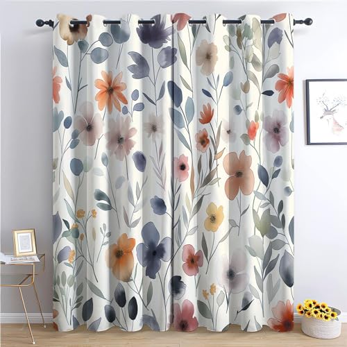 Kinder Vorhänge Wildblumen in Aquarell Ösen Gardinen mit Blickdichte Thermo Vorhang Kälteschutz Blackout Curtain Kinderzimmer Schlafzimmer Ösenvorhang Elegante rustikale Blumen H 214 x B 91.5 cm Kinder Vorhänge Wildblumen in Aquarell Ösen Gardinen mit Blickdichte Thermo Vorhang Kälteschutz Blackout Curtain Kinderzimmer Schlafzimmer Ösenvorhang Elegante rustikale Blumen H 214 x B 91.5 cm von CozyRest