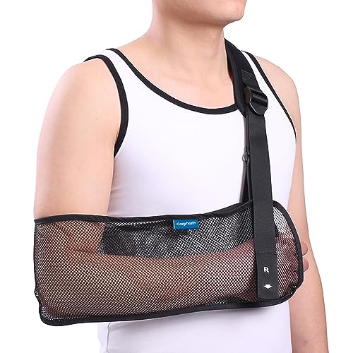 Medizinische Schulterschlinge aus Netzstoff für Schulterverletzungen, gerissene Rotatorenmanschette, verstellbare atmungsaktive Armbandage für Dusche, rechter linker Arm stabilisiert Ellenbogen-, von Cozyhealth