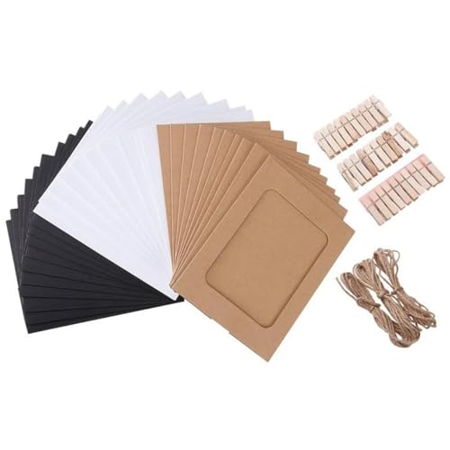 Cozylkx 10 Stück Papier-Bilderrahmen 9x9,5 cm, Karton Rahmen Zum Aufhängen Von Fotos Mit Klammern Und Schnüren, DIY-Bilderrahmen-Set Für Die Wanddekoration Cozylkx 10 Stück Papier-Bilderrahmen 9x9,5 cm, Karton Rahmen Zum Aufhängen Von Fotos Mit Klammern Und Schnüren, DIY-Bilderrahmen-Set Für Die Wanddekoration von Cozylkx