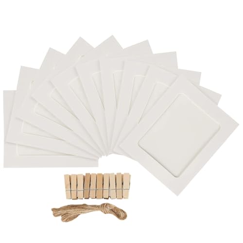 Cozylkx 10 Stück Papier-Bilderrahmen 9x9,5 cm, Karton Rahmen Zum Aufhängen Von Fotos Mit Klammern Und Schnüren, DIY-Bilderrahmen-Set Für Die Wanddekoration Cozylkx 10 Stück Papier-Bilderrahmen 9x9,5 cm, Karton Rahmen Zum Aufhängen Von Fotos Mit Klammern Und Schnüren, DIY-Bilderrahmen-Set Für Die Wanddekoration von Cozylkx