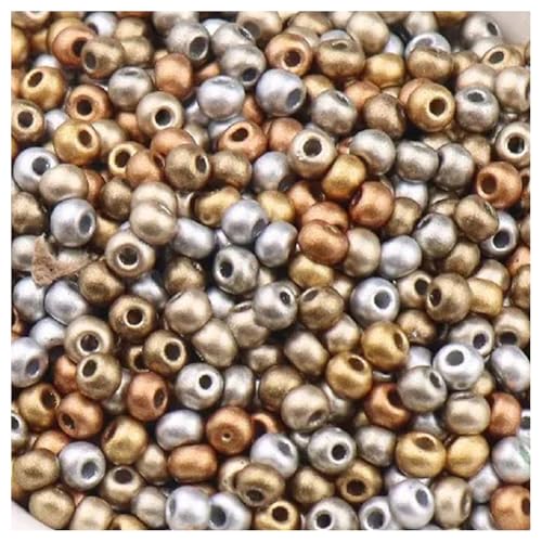 Cozylkx 120 Stück Metallische Rocailles-Perlen, 4 Mm, Winzige Glasperlen Zum Basteln, Lose Kleine Perlen Zur Schmuckherstellung Für DIY-Halsketten, Armbänder, Nähkleidung Cozylkx 120 Stück Metallische Rocailles-Perlen, 4 Mm, Winzige Glasperlen Zum Basteln, Lose Kleine Perlen Zur Schmuckherstellung Für DIY-Halsketten, Armbänder, Nähkleidung von Cozylkx