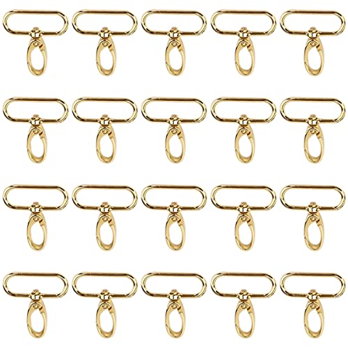 Cozylkx 20 Stück 38 mm Drehkarabiner Zinklegierung Schlüsselanhänger Karabinerhaken Mit Ovalem Ring Für Die Schmuckherstellung, Taschen, Lanyard-Clips,Hell Gold von Cozylkx