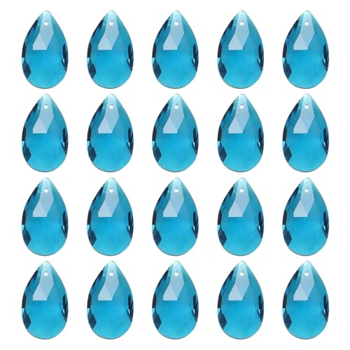 Cozylkx 20 Stück Lampwork-Perlen in Tropfenform, 13 x 22 Mm, Facettierte Glasperlen, Oben Gebohrte Wassertropfenperlen, Glas-Charm-Anhänger Für Handgefertigten Schmuck, DIY-Perlenhandwerk von Cozylkx