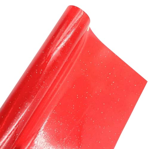 Cozylkx 20 x 120 Cm Getönte PVC-Vinylfolie, Mini-Glänzende Pailletten, Transparenter Jelly-Vinylstoff Zur Taschenherstellung, Haarschleifen, DIY-Projekte von Cozylkx