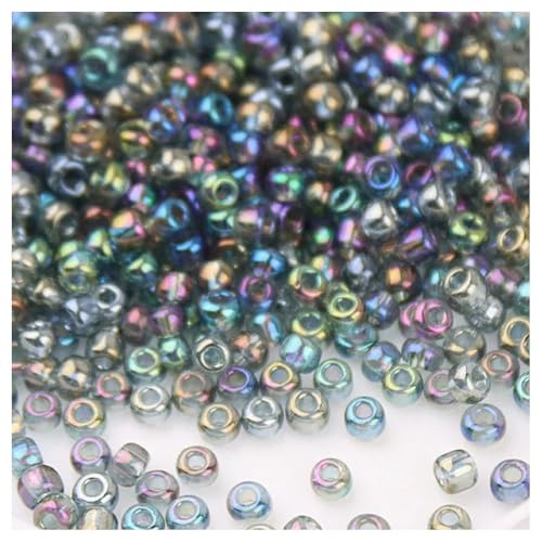 Cozylkx 288 Stück 4 Mm AB-Farbige Rocailles-Perlen, Kleine Glasperlen, Winzige Lose Perlen Zur Schmuckherstellung, DIY-Bastelgeschenke, Quastenzubehör von Cozylkx