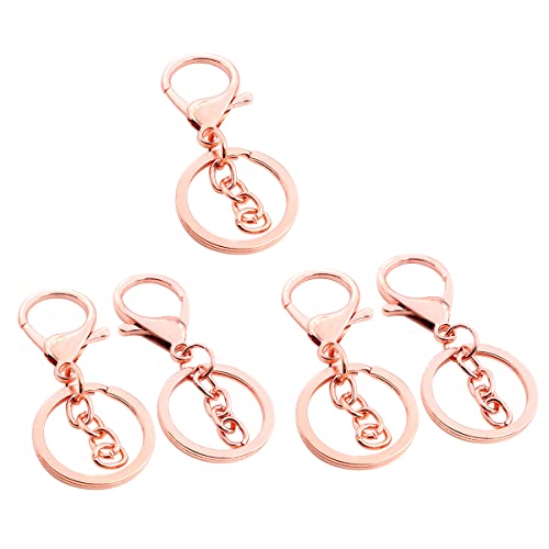 Cozylkx 5 Teile/los Metall Karabinerhaken Karabinerhaken Schlüsselanhänger, Schlüsselanhänger Kette Und Offene Spaltringe 30 Mm Kette Schlüsselanhänger Lang 70 Mm-Roségold von Cozylkx