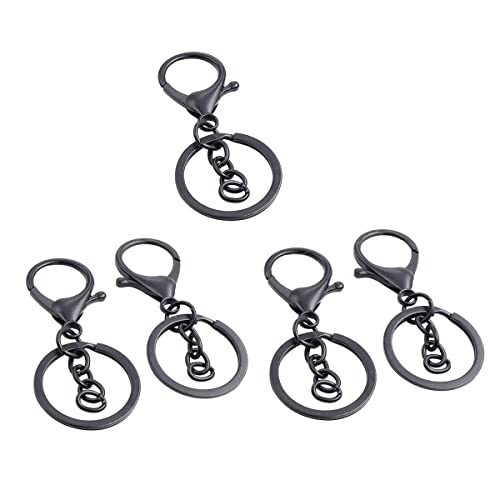 Cozylkx 5 Teile/los Metall Karabinerhaken Karabinerhaken Schlüsselanhänger, Schlüsselanhänger Kette Und Offene Spaltringe 30 Mm Kette Schlüsselanhänger Lang 70 Mm-Schwarz von Cozylkx