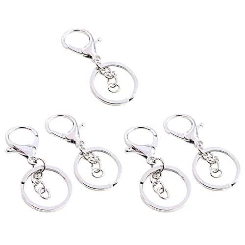 Cozylkx 5 Teile/los Metall Karabinerhaken Karabinerhaken Schlüsselanhänger, Schlüsselanhänger Kette Und Offene Spaltringe 30 Mm Kette Schlüsselanhänger Lang 70 Mm-Silber von Cozylkx
