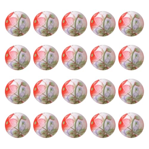 Cozylkx Chinesische Porzellanperlen, 20 Stück, 12 Mm, Runde Keramikperlen Mit Blumendruck, Großpackung Mit Abstandsperlen Für DIY-Perlenarbeiten, Basteln, Schmuckherstellung von Cozylkx