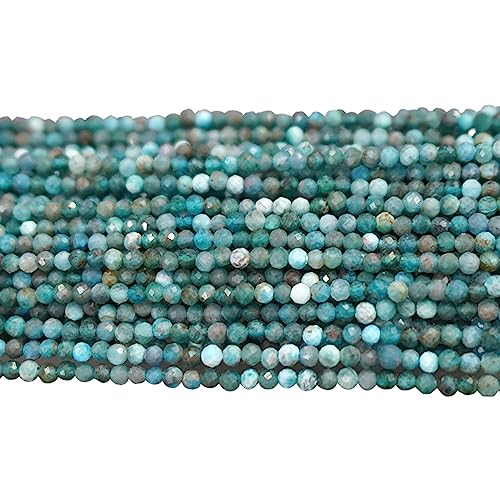Cozylkx Facettierte Edelsteinperlen, 185 Stück, 2 mm, Natürliche Blaue Apatit-Steinperlen, Lose Perlen Für Die Herstellung Von Armbändern Und Schmuck von Cozylkx