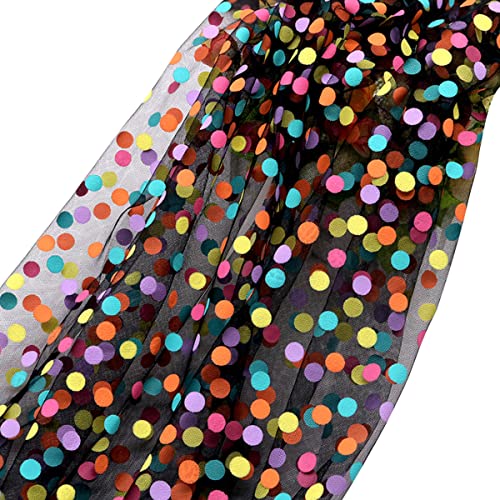 Cozylkx Tüll Stoff Mit Regenbogen Punkten, 1,6m x 1m, Bunter, Mit Punkten Bedruckter Netzstoff Für Tutu-Röcke, Schleifen Und Kostüme von Cozylkx