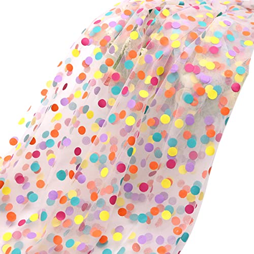 Cozylkx Tüll Stoff Mit Regenbogen Punkten, 1,6m x 1m, Bunter, Mit Punkten Bedruckter Netzstoff Für Tutu-Röcke, Schleifen Und Kostüme von Cozylkx