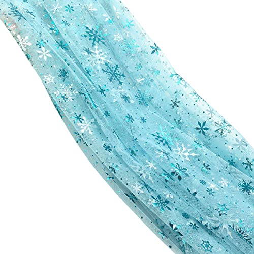 Cozylkx Tüll Stoff Schneeflocken Glitzer Tüll Material 150 cm × 100 cm Pailletten-mesh-Stoff Für DIY Tutu Rock Hochzeitskleid Dekorationen,Himmelblau von Cozylkx