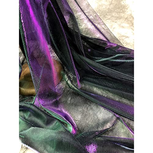 Cozylkx Tüllstoff Mit Farbverlauf Glitzer-tüllmaterial, 19,69 "L × 59,06" B, Grün-lila Netzstoff Für Die Kleiderherstellung, Hintergrunddekorationen von Cozylkx