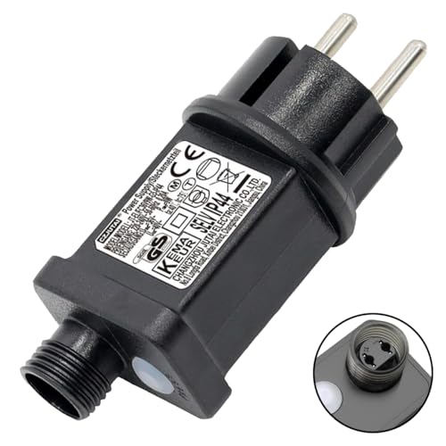 Cozymeow 31V EU Stecker 8 Modi Lichterkette Netzteil Adapter mit Timer, Speicherfunktion, IP44 Wasserdicht Transformator für Weihnachtsbeleuchtung Lichternetz Lichterkette Eisregen Lichtervorhang von Cozymeow