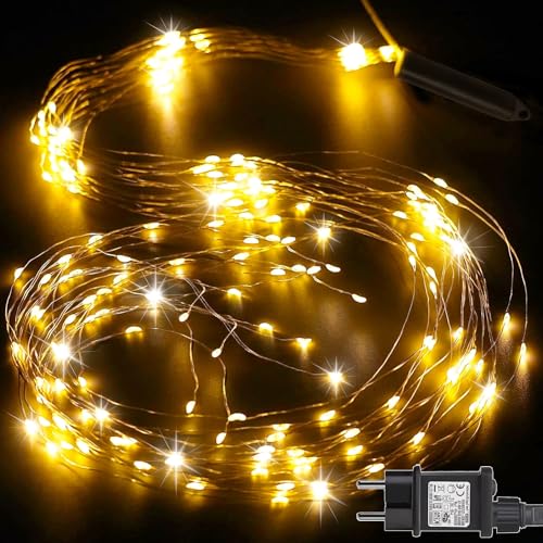 Cozymeow Lichterkette Aussen 1M 100 LED Lichterschweif mit Stecker, Timer, Wasserfall Lichterkette 8 Modi Lichterbündel IP65 Wasserdichte Lichterstrang für Gießkanne Balkon Garten Blumenkästen Deko von Cozymeow