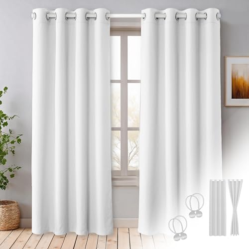 Cozyor 2X blickdichte Vorhänge + 2X Raffhalter mit Magnet, Thermogardine gegen Kälte, weiß Purity, Gardine mit Ösen für Schlafzimmer, Wohnzimmer, Kinderzimmer 220x135 cm Cozyor 2X blickdichte Vorhänge + 2X Raffhalter mit Magnet, Thermogardine gegen Kälte, weiß Purity, Gardine mit Ösen für Schlafzimmer, Wohnzimmer, Kinderzimmer 220x135 cm von Cozyor
