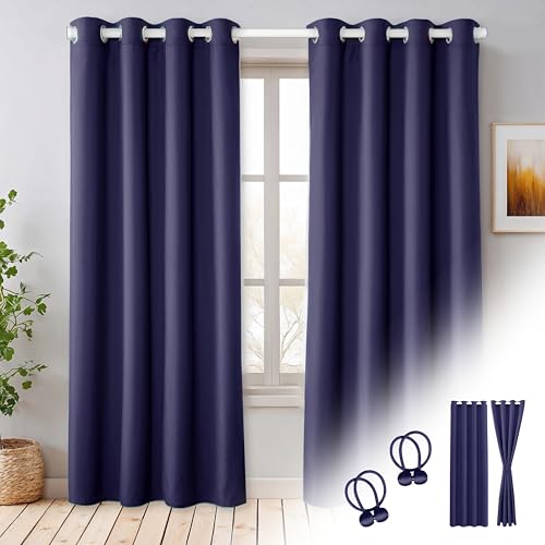 Cozyor 2X blickdichte Vorhänge + 2X Raffhalter mit Magnet, Thermogardine gegen Kälte 100% verdunkelnd, blau Ocean, Gardine mit Ösen für Schlafzimmer, Wohnzimmer, Kinderzimmer 220x135 cm Cozyor 2X blickdichte Vorhänge + 2X Raffhalter mit Magnet, Thermogardine gegen Kälte 100% verdunkelnd, blau Ocean, Gardine mit Ösen für Schlafzimmer, Wohnzimmer, Kinderzimmer 220x135 cm von Cozyor