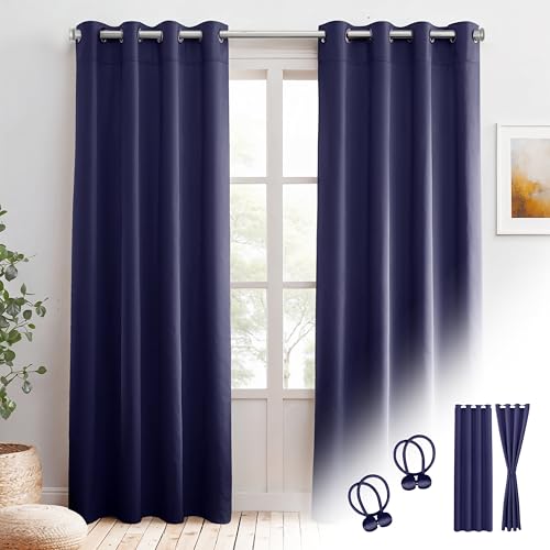 Cozyor 2X blickdichte Vorhänge + 2X Raffhalter mit Magnet, Thermogardine gegen Kälte 100% verdunkelnd, blau Ocean, Gardine mit Ösen für Schlafzimmer, Wohnzimmer, Kinderzimmer 240x135 cm Cozyor 2X blickdichte Vorhänge + 2X Raffhalter mit Magnet, Thermogardine gegen Kälte 100% verdunkelnd, blau Ocean, Gardine mit Ösen für Schlafzimmer, Wohnzimmer, Kinderzimmer 240x135 cm von Cozyor