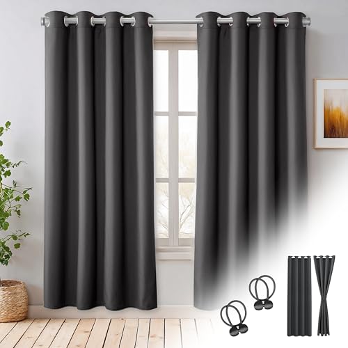 Cozyor 2X blickdichte Vorhänge + 2X Raffhalter mit Magnet, Thermogardine gegen Kälte 100% verdunkelnd, grau Nebula, Gardine mit Ösen für Schlafzimmer, Wohnzimmer, Kinderzimmer 200x135 cm Cozyor 2X blickdichte Vorhänge + 2X Raffhalter mit Magnet, Thermogardine gegen Kälte 100% verdunkelnd, grau Nebula, Gardine mit Ösen für Schlafzimmer, Wohnzimmer, Kinderzimmer 200x135 cm von Cozyor