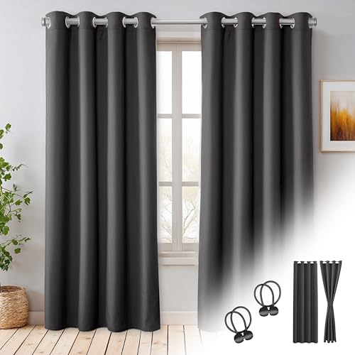 Cozyor 2X blickdichte Vorhänge + 2X Raffhalter mit Magnet, Thermogardine gegen Kälte 100% verdunkelnd, grau Nebula, Gardine mit Ösen für Schlafzimmer, Wohnzimmer, Kinderzimmer 220x135 cm Cozyor 2X blickdichte Vorhänge + 2X Raffhalter mit Magnet, Thermogardine gegen Kälte 100% verdunkelnd, grau Nebula, Gardine mit Ösen für Schlafzimmer, Wohnzimmer, Kinderzimmer 220x135 cm von Cozyor