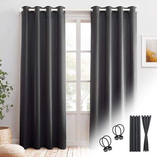 Cozyor 2X blickdichte Vorhänge + 2X Raffhalter mit Magnet, Thermogardine gegen Kälte 100% verdunkelnd, grau Nebula, Gardine mit Ösen für Schlafzimmer, Wohnzimmer, Kinderzimmer 240x135 cm Cozyor 2X blickdichte Vorhänge + 2X Raffhalter mit Magnet, Thermogardine gegen Kälte 100% verdunkelnd, grau Nebula, Gardine mit Ösen für Schlafzimmer, Wohnzimmer, Kinderzimmer 240x135 cm von Cozyor