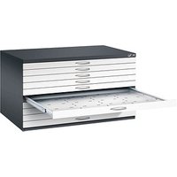 CP 7200 Planschrank schwarzgrau, verkehrsweiß 10 Schubladen 135,0 x 96,0 x 76,0 cm von Cp