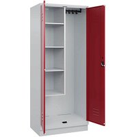 CP Putzmittelschrank Classic PLUS 080120-02 S10001 lichtgrau, rubinrot 80,0 x 50,0 x 195,0 cm, aufgebaut von Cp