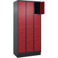 CP Schließfachschrank Classic PLUS rubinrot, schwarzgrau 080020-304 S10039, 4 Schließfächer 90,0 x 50,0 x 185,0 cm von Cp