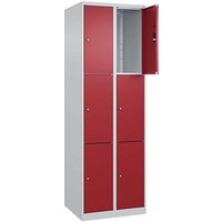 CP Schließfachschrank Classic Plus lichtgrau, rubinrot 080000-203 S10001, 9 Schließfächer 60,0 x 50,0 x 185,0 cm von Cp