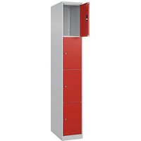 CP Schließfachschrank Classic Plus lichtgrau, verkehrsrot 080000-104 S10002, 4 Schließfächer 30,0 x 50,0 x 185,0 cm von Cp