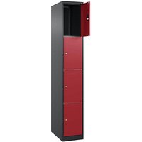 CP Schließfachschrank Classic Plus rubinrot, schwarzgrau 080000-104 S10021, 4 Schließfächer 30,0 x 50,0 x 185,0 cm von Cp