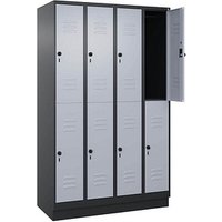 CP Spind Classic PLUS schwarzgrau, weißaluminium 080320-40 S10154, 8 Schließfächer 120,0 x 50,0 x 195,0 cm von Cp