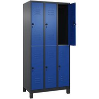 CP Spind Classic Plus enzianblau, schwarzgrau 080310-30 S10138, 6 Schließfächer 90,0 x 50,0 x 195,0 cm von Cp