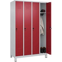 CP Spind Classic Plus lichtgrau, rubinrot 080010-40 S10001, 4 Schließfächer 120,0 x 50,0 x 195,0 cm von Cp