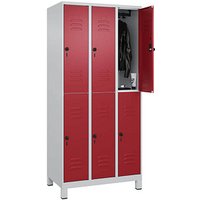 CP Spind Classic Plus lichtgrau, rubinrot 080310-30 S10001, 6 Schließfächer 90,0 x 50,0 x 195,0 cm von Cp