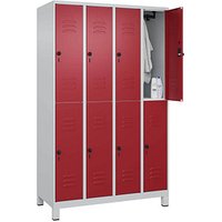 CP Spind Classic Plus lichtgrau, rubinrot 080310-40 S10001, 8 Schließfächer 120,0 x 50,0 x 195,0 cm von Cp