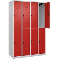 CP Spind Classic Plus lichtgrau, verkehrsrot 080300-40 S10002, 8 Schließfächer 120,0 x 50,0 x 185,0 cm von Cp