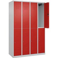 CP Spind Classic Plus lichtgrau, verkehrsrot 080300-40 S10029, 8 Schließfächer 120,0 x 50,0 x 185,0 cm von Cp