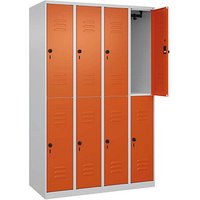 CP Spind Classic Plus reinorange, lichtgrau 080300-40 S10000, 8 Schließfächer 120,0 x 50,0 x 185,0 cm von Cp