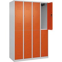 CP Spind Classic Plus reinorange, lichtgrau 080300-40 S10061, 8 Schließfächer 120,0 x 50,0 x 185,0 cm von Cp
