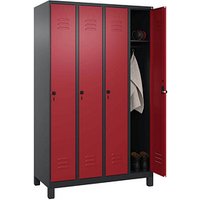 CP Spind Classic Plus rubinrot, schwarzgrau 080010-40 S10062, 4 Schließfächer 120,0 x 50,0 x 195,0 cm von Cp