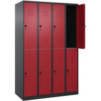 CP Spind Classic Plus rubinrot, schwarzgrau 080300-40 S10067, 8 Schließfächer 120,0 x 50,0 x 185,0 cm von Cp