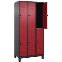 CP Spind Classic Plus rubinrot, schwarzgrau 080310-30 S10124, 6 Schließfächer 90,0 x 50,0 x 195,0 cm von Cp