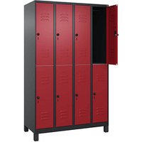 CP Spind Classic Plus rubinrot, schwarzgrau 080310-40 S10123, 8 Schließfächer 120,0 x 50,0 x 195,0 cm von Cp
