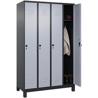CP Spind Classic Plus schwarzgrau, weißaluminium 080010-40 S10072, 4 Schließfächer 120,0 x 50,0 x 195,0 cm von Cp