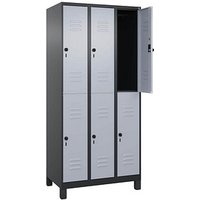 CP Spind Classic Plus schwarzgrau, weißaluminium 080310-30 S10147, 6 Schließfächer 90,0 x 50,0 x 195,0 cm von Cp